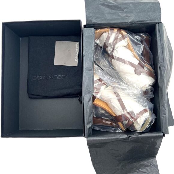 New DSQUARED2 Sandals Women US 8 Brown Leather Stiletto Pump Ankle Strap Shoes - Picture 14 of 16